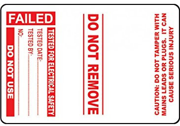 Caledonia Signs 54043 100 PAT Test Cable Wrap Labels-Failed, 75 mm x 50 mm
