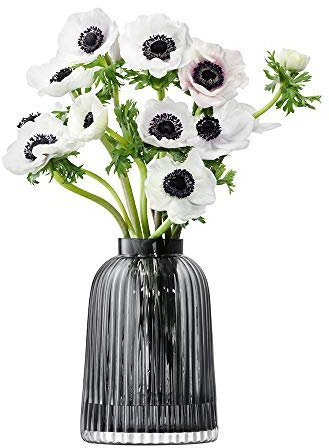 LSA Pleat Vase, Glass, Grey, Höhe 20 cm