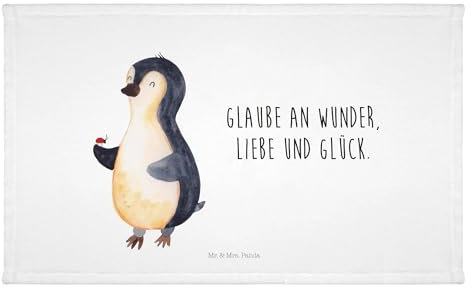 Mr. & Mrs. Panda Gäste Handtuch Pinguin Marienkäfer - Geschenk, Frottier, Sport Handtuch, Reisehandtuch, Gästetuch, Pinguine, Kinder Handtuch,