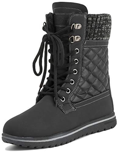 Polar Boot Damen Gesteppt Kurz Schnee Winter Kunstpelz Warm Dauerhaft Wasserdicht Stiefel - 6 - BLK39 AYC0528