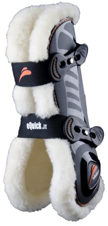 eQuick Gamaschen Modell eShock mit Clickverschluss, Fellgamaschen, braun, Groesse L