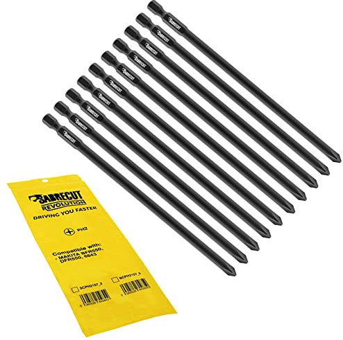 10 x SabreCut SCPH2157_10 157mm PH2 Trockenbau-Schraubendreher-Pistolenbit mit automatischem Vorschub einseitiger Kreuzschlitz Nr. 2 robust kompatibel mit Makita BFR550 6843 DFR550