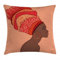 ABAKUHAUS afrikanische Frau Kissenbezug, Junges Mädchen Turban, Kissenhülle mit Reißverschluss Waschbar Farbfest Beidseitiger Druck, 40 x 40 cm, Schokolade Lachs Korallenrot Rot