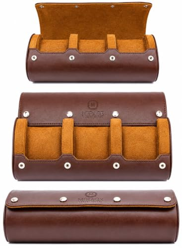 Watch Travel Case for Men Watch Roll for Travel Organizer and Display Watch Case - Swiss Espresso Vegan Leather Watch Case