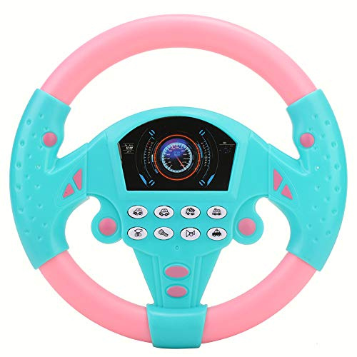 Tnfeeon Lenkrad Spielzeug mit Licht und Fahrgeräusch Lernspielzeug für Kleinkinder Pink und Blau für Zuhause und Kindergarten Interaktives Design fördert kognitive und motorische Entwicklung durch