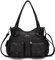 KL928 Handtasche Damen Umhängetaschen große Damenhandtasche Schultertasche gemacht aus PU Leder Kunstleder Elegant Damen Tasche für Büro Schule Einkauf mit vielen fächern (Schwarz)