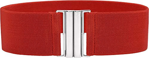 BlackButterfly Klassisch Verschluss Weit Elastisch Gurt Dehnbar Taille Retro Gürtel (Rot, XXL)