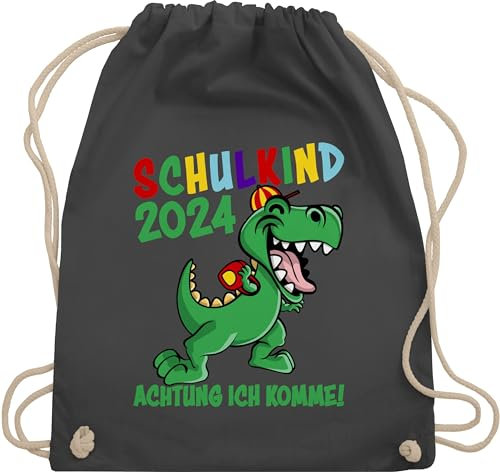 Shirtracer Turnbeutel Rucksack - Schulanfang & Einschulung Geschenk - Schulkind 2025 Achtung ich komme! - bunt - Unisize - Dunkelgrau - geschenke einschulung-schulanfang schulanfänger