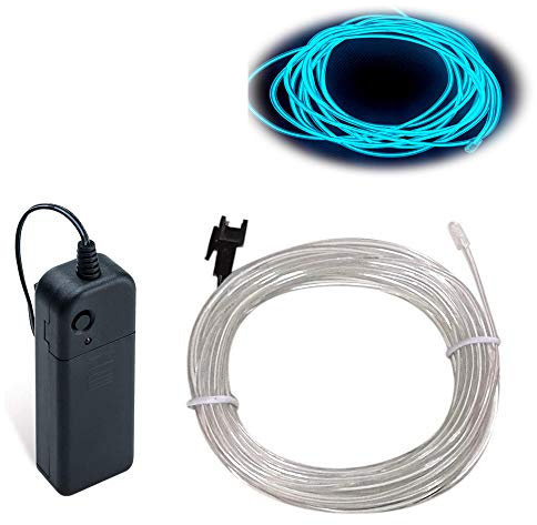 Eisblau EL Draht, Balabaxer 5m Neon Kabel Mit Batterie Trafo, Leuchtet Electroluminescent für Party, Halloween, DIY Dekoration