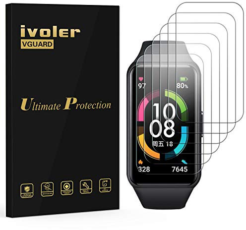 iVoler 6 Pezzi Pellicola Protettiva per Huawei Band 10 9 8 7 6 / Honor Band 7 / Honor Band 6, Wet Applied Protezione Schermo [Bubble-Free-Riutilizzabile] HD Clear Film in TPU