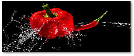Tulup Splashback 125x50 cm Decoration Sustainable Wall Panels Waterproof Behind the Countertop Anti-Splash Heat Resistant Tempered Glass Glass - Red peppers