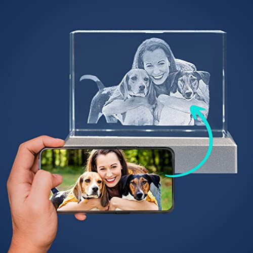 LOOXIS 3D Glasfoto - Ihr Foto in 3D in Glas gelasert - Fotogeschenk (mit Standard Leuchtsockel, M Querformat)