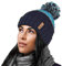 Unisex Herren Damen Warm Winter Chunky Color Block Ski Bommel Bommelmütze mit Kuscheligem Thermo Teddy Fleece Liner