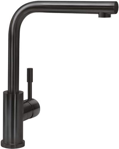 Villeroy & Boch Modern Steel Küchenarmatur, Hochdruck, Wasserhahn Küche mit Keramikkartusche und 360° Schwenkbereich, Spültischarmatur wassersparend, Auslauf Höhe 281mm, Anthracite