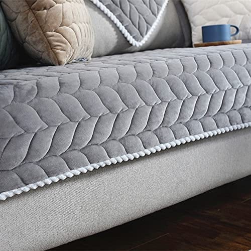 RTSFKFS Sofabezug Ecksofa Samt Sofahusse Couchbezug Sofaiberwurf l Form 3/2 Sitzer Sofa Schutz Abdeckung Sofaschoner rutschfest Hund Katze Sofabezügen-Grau (Color : B, Size : 70x180cm1pc)