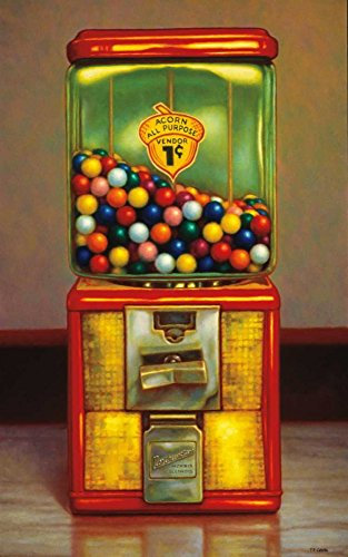 ART-PRINT-on-matt-paper-220gr- Gumball Machine X Colletta TR - Floral Vertikales Bild Floral Stillleben Food Vintage Americana Kunstdruck 37_X_23_in