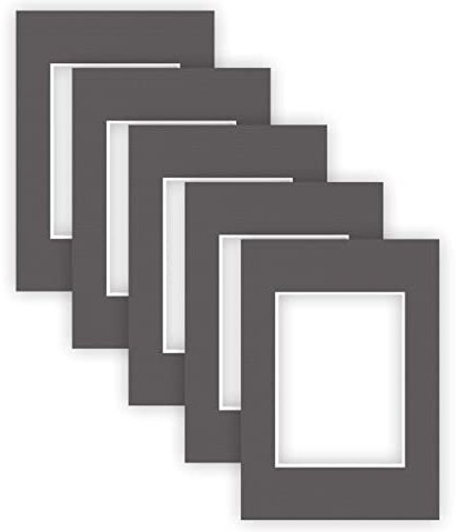 nielsen Conservation Passepartout Karton 1,5 mm | 5er Set | Außenformat 21x29,7 cm (DIN A4) für Bildformat 13x18 cm | Graphitgrau (dunkelgrau) | strukturierte Oberfläche