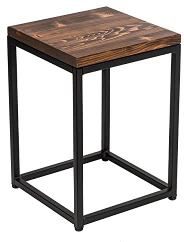 Loftie Schemel aus Holz, Sitzhocker, Hocker, Beistellhocker, Hocker, Fußablage Sitzhocker, Rückenfrei, Keine Montage erforderlich, Industrie-Design, Modern (Quadrat-Form 50 cm Höhe, Dunkelbraun)