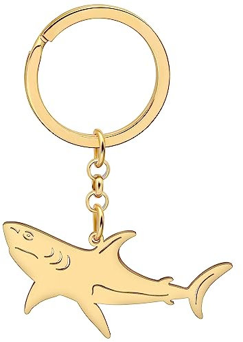 WEVENI Dauphin Porte-clés Baleine Anneaux Porte-clés MéDuse Charms Poissons Bijoux pour Femme Filles Mer Animaux Amoureux (Requin Or)