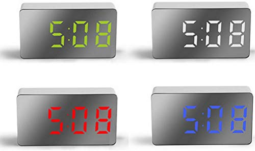Srliya Uhr Wecker LED-Spiegel-Wecker Digitaler Wecker Multifunktionaler Elektronischer Mini-Wecker Schlafzimmer Wohnzimmer Büro (Blau)