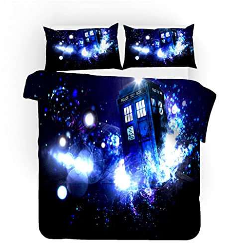 MDFKZ Doctor Who Bettwäsch Bettwäsche Sets - Bettbezug, Kissenbezug ,Mikrofaser Bettwäsche Set,Für Erwachsene Kinder (A2,135x200cm+75x50cmx1)