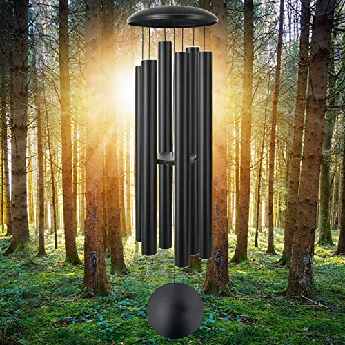 ASTARIN Extra großes Windspiel für den Außenbereich, Metall, mit tiefem Ton, Outdoor-Windspiel für Terrasse, Balkon, Garten, Hof, Dekoration, 152,4 cm, Schwarz