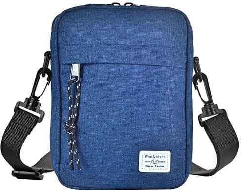 Umhängetasche Herren Wasserdicht, Handy Schultertasche für Arbeit Reise, Männer Casual Messenger Tasche Business Bag Crossbody Sling Bag Geldbörse Canvas Satchel fur Geldborse Handy Schlussel, Blau
