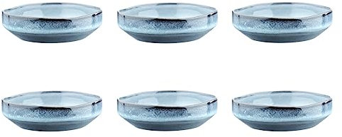 Björn, Collection Genesis, Lot de 6 Bols Petit-déjeuner en Grès avec Email Réactif, Dégradé Bleu - Compatible Micro-ondes et Lave-vaisselle