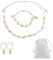 ATBUSS Lot de 4 boucles d'oreilles collier bracelet coquillage avec poche à cordon, tour de cou tour de cou, réglable, bijoux coquillage, accessoires de plage d'été pour femme