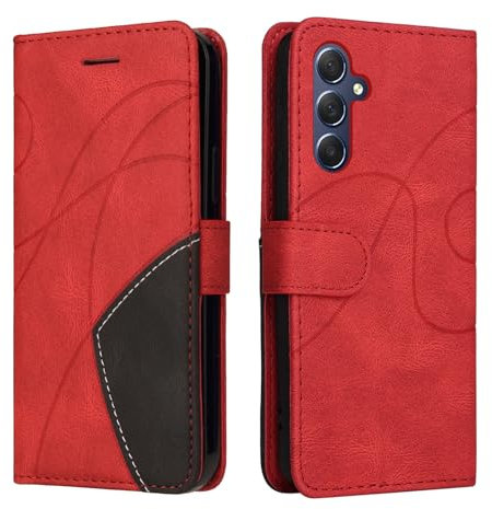 Wuhaizher Samsung Galaxy S23 FE Case Geometric, Shockproof Wallet Case PU Leather with Card Slots Folding Stand Magnetic Scratchproof Protect Flip Cover for Samsung Galaxy S23 FE Phone Cases, Red
