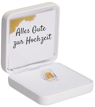 Goldstücke24 - Geschenk zur Hochzeit - Goldbarren 1g in hochwertiger Kapsel inkl. Etui (weiß) und Grußkarte - Gold zur Hochzeit verschenken