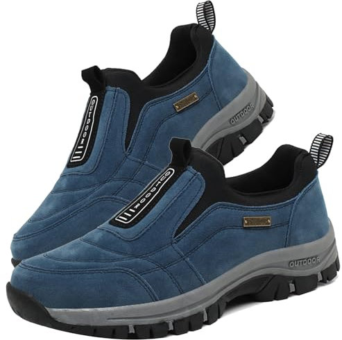 Aocase Wanderschuhe Herren Trekkingschuhe Slip-on Sneaker Herren rutschfeste Laufschuhe Atmungsaktiv Sportschuhe Leicht Freizeitschuhe Outdoor Turnschuhe,Blau,41/255mm