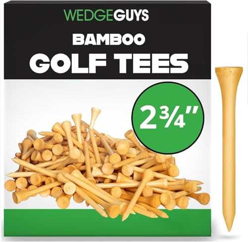 Wedge Guys Tee in Legno Naturale Ecosostenibile Tee Golf in bambù da 70 mm per Driver e Legni - Accessori Golf Sport Professionali - Regali Golf Uomo - Scorta da 100 Pezzi
