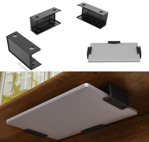 Under Desk Laptop Holder,Laptop Shelf Mount Stand Under Desk Router Keyboard Holder Mini (black)