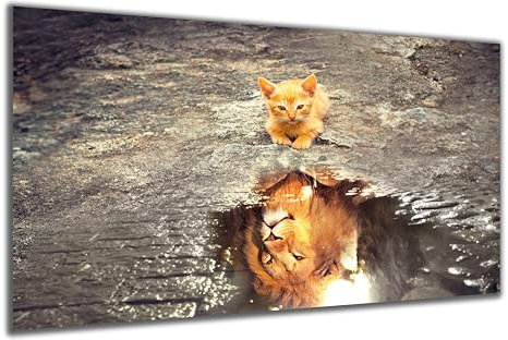 DARO Design - Wand-Bild auf 6mm HDF 84x56 cm Löwe Katze - Wand-Deko Bilder Geschenk