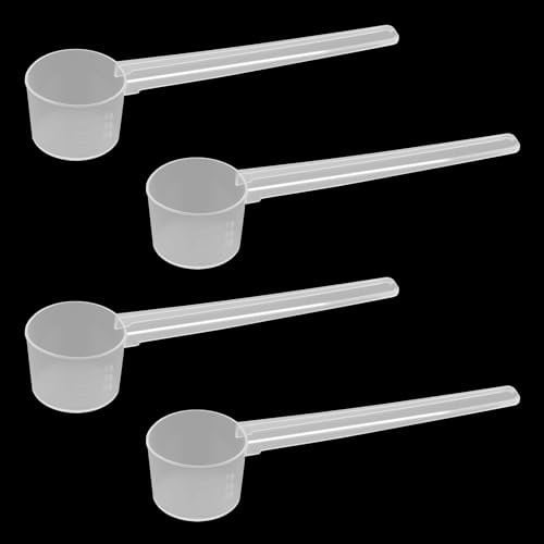Ouligay 4pcs Measuring Spoon,5g Clear Washing Powder Scoop, Plastic Protein Scoop, Coffee Scoop Dishwasher Safe Reusable Spoons for Liquids Powders Kitchen Cooking Tool