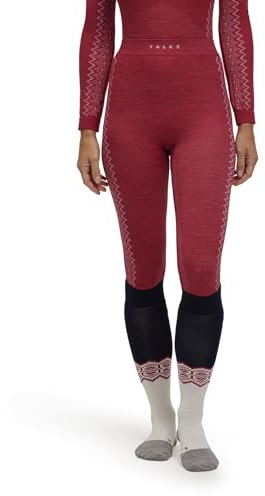 FALKE Damen Baselayer-Hose Wool-Tech 3/4 W Ti Wolle Funktionsmaterial schnelltrocknend 1 Stück, Rot Red 8644 Trend, XS
