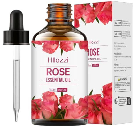 Rose Essential Oil,Rose Ätherisches Öl,Rosenöl Gesicht Hautpflege Rosenöl ätherisch 30ML Rose Oil mit Vitamin C Serum,Anti-Aging-Falten Aufhellen,für Diffuser,Hautpflege, Haarpflege,Massage,Bad