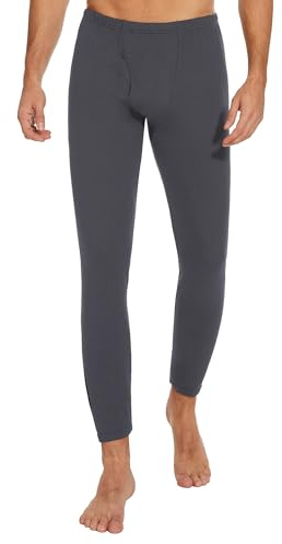 HIPOWER Men's Thermal Underwear Long Johns Bottoms Fleece Lined Pants Base Layer Winter Black Sports Leggings Workout Warm Running Hiking Gym Ski Pajama Trouser(DEEP Grey XXL)