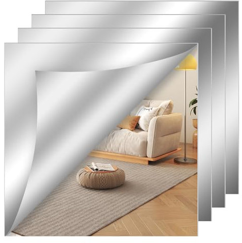 4 Piezas Espejo Adhesivo 30 X 30 Cm Espejos De Pared AcríLico Espejos Adhesivos Espejos Adhesivos De Pared Espejo Adhesivo Puerta Armario Espejos Sin Marco Adecuado para Dormitorio, SalóN, Pasillo