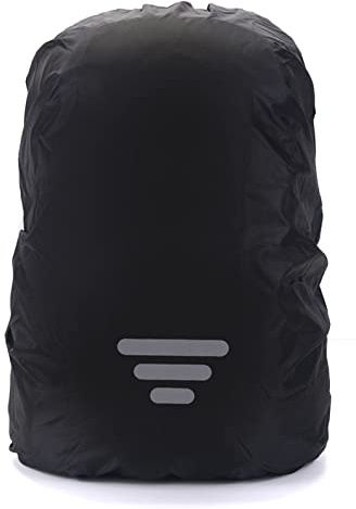 Hiraith Wasserdichter -Regenschutz, Regenschutz, Wasserdichter, Leichter, Reflektierender Oxford-Stoff-Rucksackbezug, Schwarz (L (45–55 l))