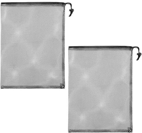 2 Pack Pond Pump Filter Bag Black Pump Barrier Bags with Drawstring 15.7×11.8 Large Pump Nylon Mesh Bag Fountain Pump Mesh Bags for Outdoor Pond Filters Black Media Bags Windmill Water Pump Parts