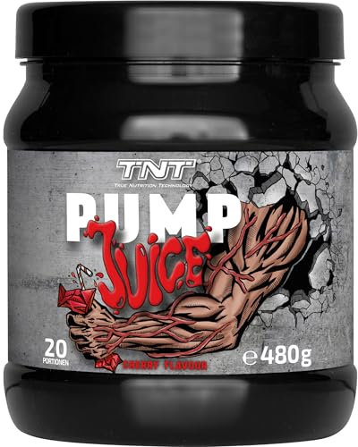 TNT Pump Juice Booster (480g) • Cherry Geschmack • Pump Trainingsbooster ohne Koffein • L-Citrullin, L-Arginin Alpha-Ketoglutarat (AAKG), Glucopump & Betain • Pre Workout Booster • Vegan