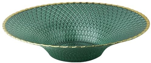 TRYGGT Glass Fruit Bowl Large,Malachite Pattern Coloured Glass Bowl for Fruit Snacks and Sweets,33.5cm Diameter Table Centerpiece Dish (Green)