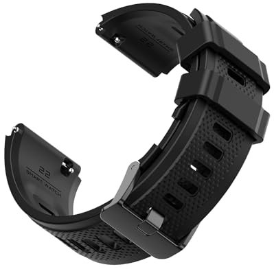 MEGALITH Bracelet Montre 22mm Silicone Noir: Dégagement Rapide Bracelets de Remplacement pour Montres Connectées