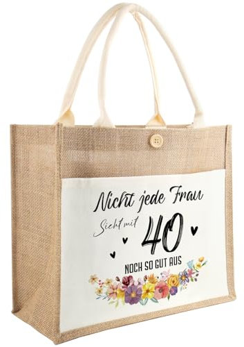 Ysound 40. Geburtstag Geschenk Jutetasche - Nicht jede Frau sieht mit 40 noch so gut aus - Einkaufstasche Damen Jute Shopper Bag Geschenk für Frauen Mama Freundin Kollegin zum 40. Geburtstag