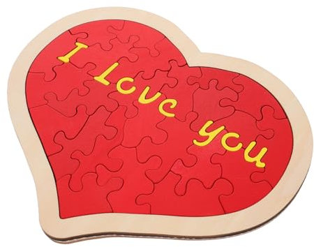 BCOATH Large Red Heart Puzzle Wooden Jigsaw Romantic Valentines Day and Wedding Party Decoration for Adults and Children Creative Stress Relief Toy