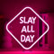 GLYOX Slay All Day Neon Schild Wanddeko für Mädchenzimmer,Neon Sign LED Schild für Bar Party Wand Fenster Dekor,Dimmbar Led Schriftzug für Zimmer Dekoration Lampe Leuchtschild Schlafzimmer