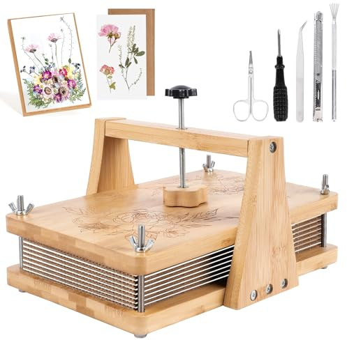 NIUGRECF 1Set Large Wooden Flower Press Kit - Even Pressure Flowers Pressed DIY Arts Set for Making Dried Flower/Plant(11in*7in)