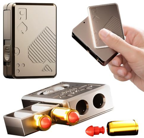 OBEST Fidget Slider Toys for Adults, Metal Fidget Guns Toys with Soft Bullet Shooting, Alloy Metal Poker Push Card EDC Fidget Toys Portable Stress Anxiety Relief, Gift for Men Women